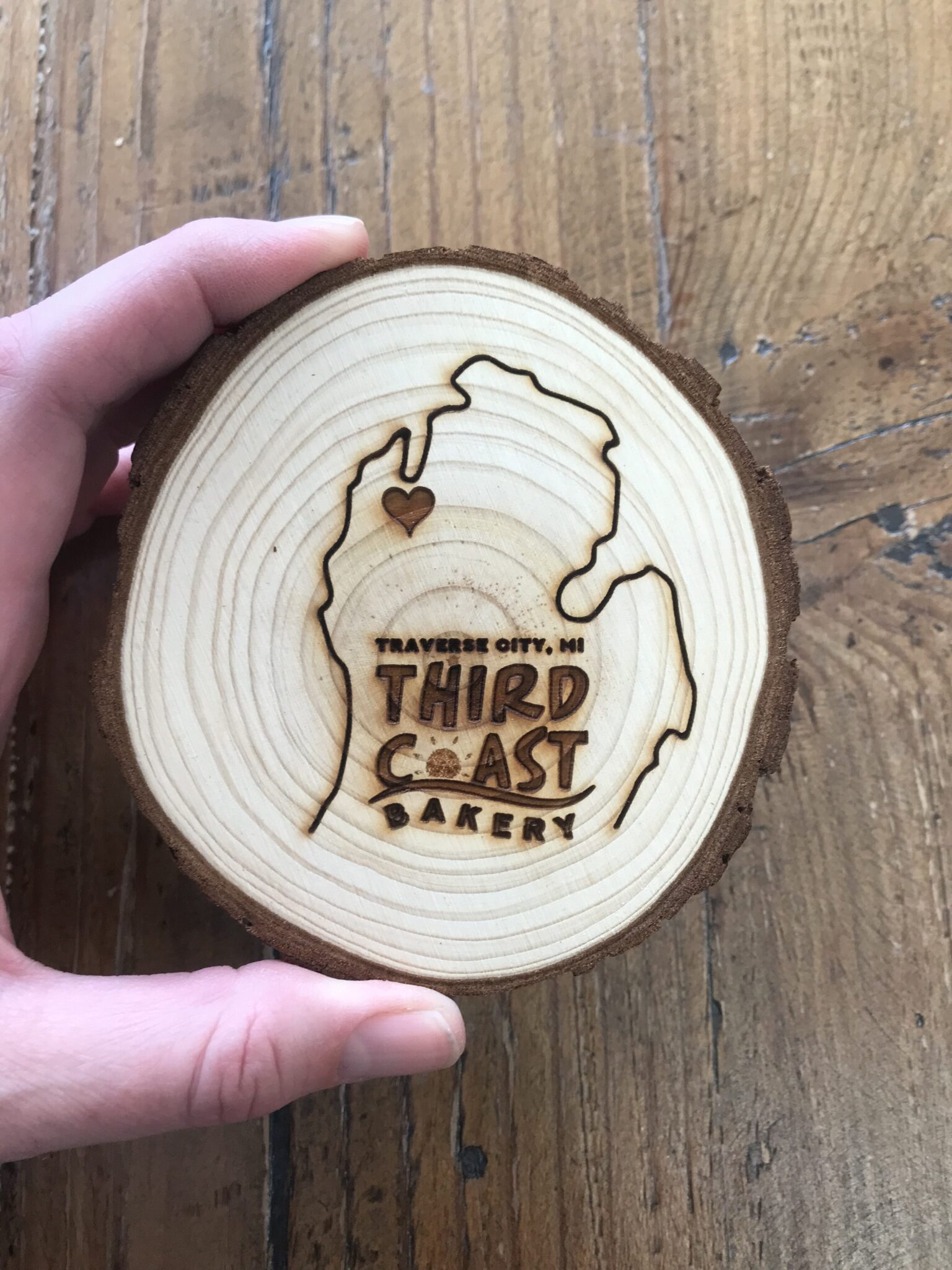 Custom Wood Slice Coasters - Third Coast Bakery